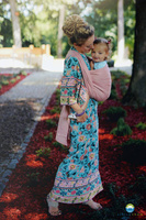 Chusta tkana Little Frog - Pink Linen WIldness