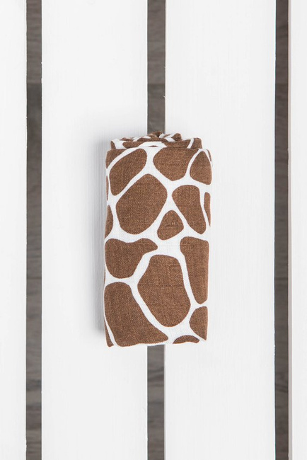 Pieluszka Bambusowa - Żyrafa (Brąz z kremem)