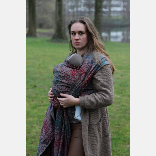 Chusta kółkowa Yaro Slings -  Ava Trinity Maroon Rainbow Choco High Wool