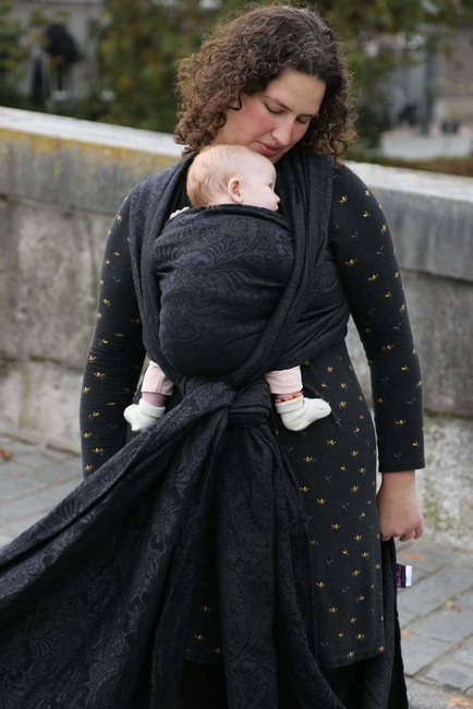 Chusta tkana Yaro Slings - Ava Duo Black Wool Silk Glam