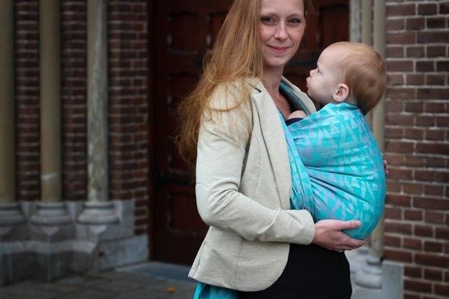 Chusta tkana Yaro Delta Aqua-Green Rose-White Soft Linen Wrap