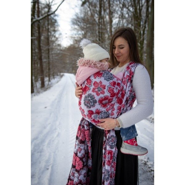 Chusta tkana Yaro Fiori Ultra Red Black White 