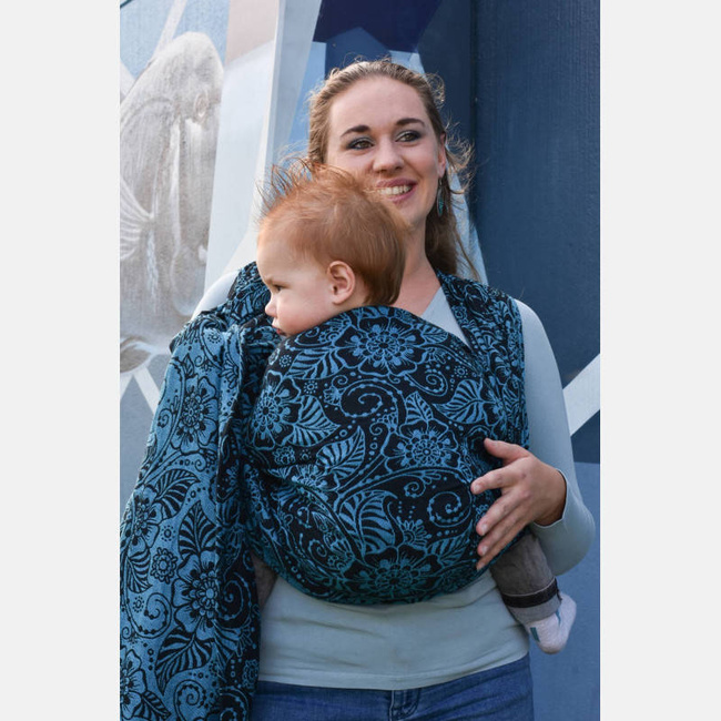 Chusta tkana Yaro Slings - Ava Contra Black-Blue Glam