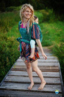 Chusta tkana Little Frog - Green Samoa