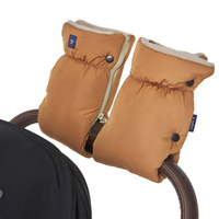 Rękawiczki Mufki do wózka dwuczęściowe Beżowa Wełna premium + Melanż Beżowy 