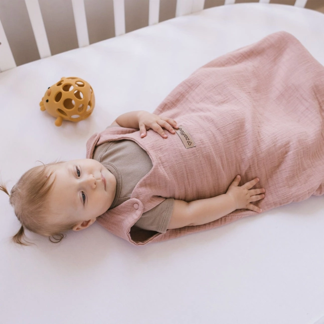 Zaffiro - Zaffiro Full Muslin Sleeping Bag 0.5 TOG 0–6m  - Baby Pink