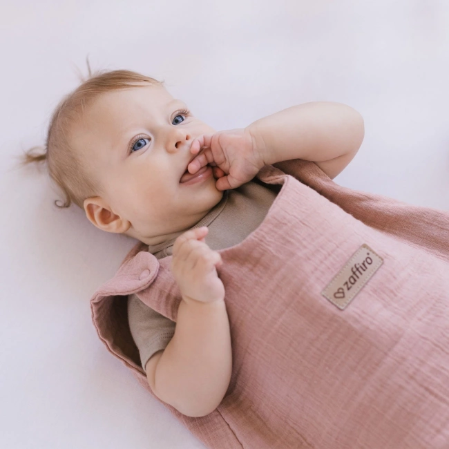 Zaffiro - Zaffiro Full Muslin Sleeping Bag 0.5 TOG 0–6m  - Baby Pink