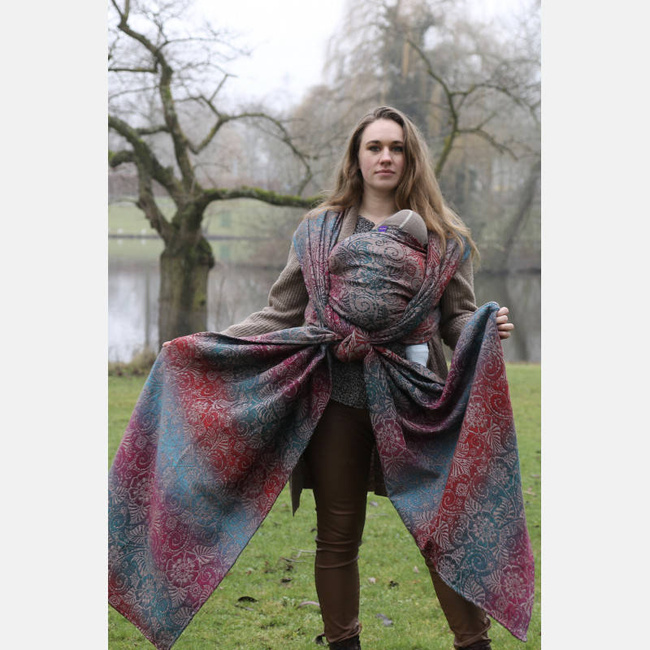 Chusta tkana Yaro Slings - Ava Trinity Maroon Rainbow Choco High Wool