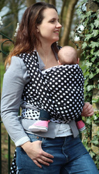 Chusta tkana Yaro Sling - Polka Dot Contra Black White
