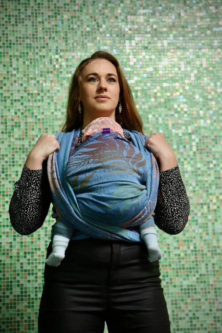 Chusta tkana Yaro Slings - Oasis Puffy Aqua Grad Blue Bronze Seacell