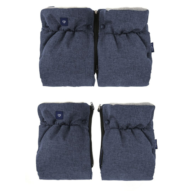 2w1 Premium Stroller Hand Muff - Melange Navy Blue