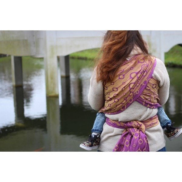 Chusta tkana Yaro Loops Purple Yellow Tencel Linen