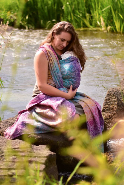 Chusta tkana Yaro Slings - Ava Trinity Sienna Rainbow Linen