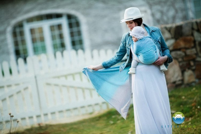 Chusta tkana Little Frog Lniany Sky Cube