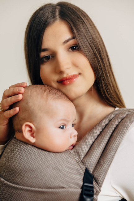 LennyLamb baby carrier - LennyLight - Little Herringbone Caffe Latte