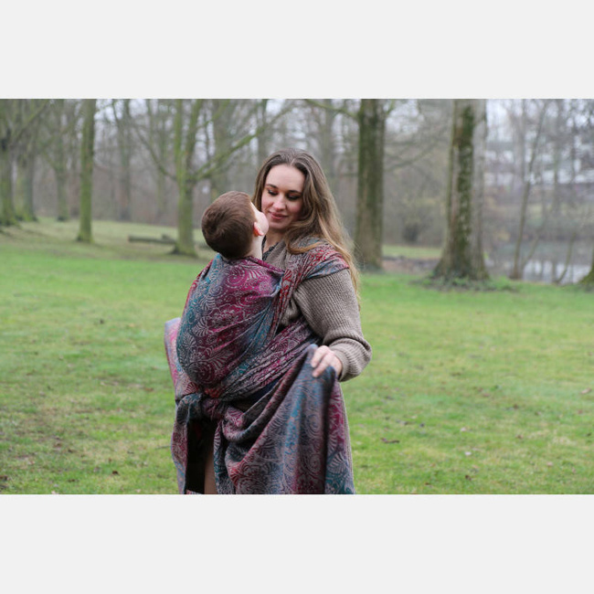 Chusta kółkowa Yaro Slings -  Ava Trinity Maroon Rainbow Choco High Wool