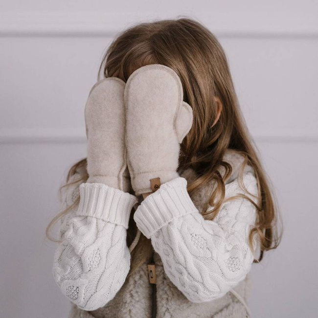 Zaffiro - Children's Mittens - Beige Premium Wool 5 months - 2 years