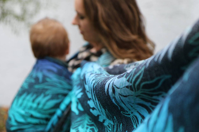 Woven Wrap Yaro Slings - Oasis Duo Aqua Grad Emerald Navy Wool