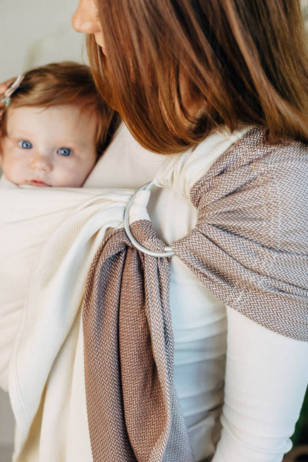 LennyLamb Ring Sling - Little Herringbone Baby Cupcake