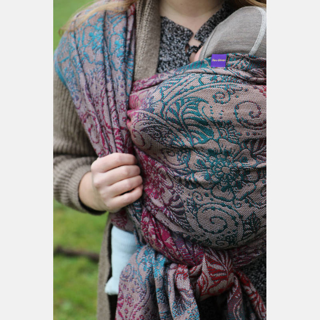 Chusta tkana Yaro Slings - Ava Trinity Maroon Rainbow Choco High Wool