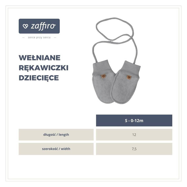 Zaffiro - Rękawiczki dziecięce Wełna premium 0-12m Brown