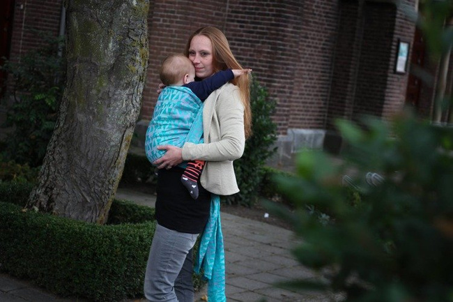 Chusta tkana Yaro Delta Aqua-Green Rose-White Soft Linen Wrap