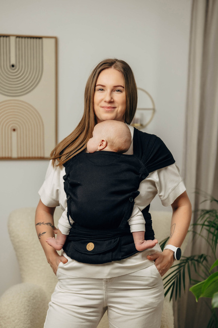 LennyHybrid Half Buckle Carrier - Basic Line Little Herringbone Ebony Black