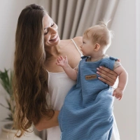 Zaffiro - Zaffiro Full Muslin Sleeping Bag 0.5 TOG 0–6m  - Baby Blue