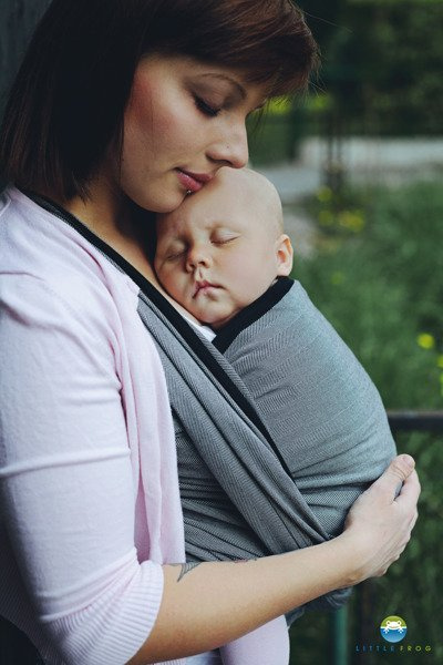 Chusta tkana Little Frog Grafitowa Jodełka