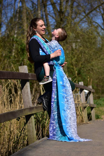Chusta tkana Yaro Sling - Meadow Duo Aqua Grad Black White Seacell