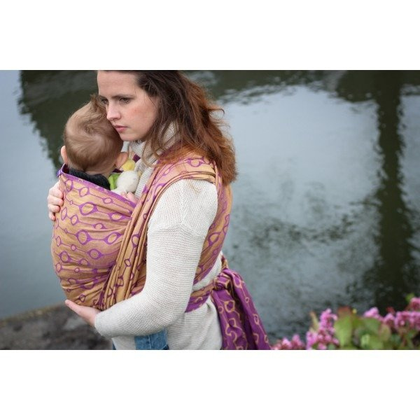 Chusta tkana Yaro Loops Purple Yellow Tencel Linen