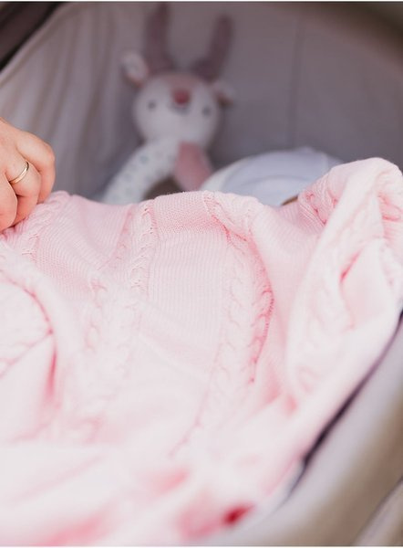 Kinder Hop knitted baby blanket - Pink, 90x65, 100% cotton