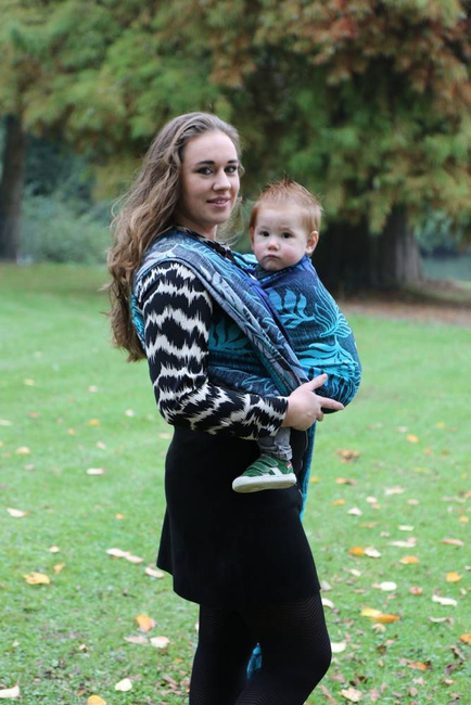 Woven Wrap Yaro Slings - Oasis Duo Aqua Grad Emerald Navy Wool