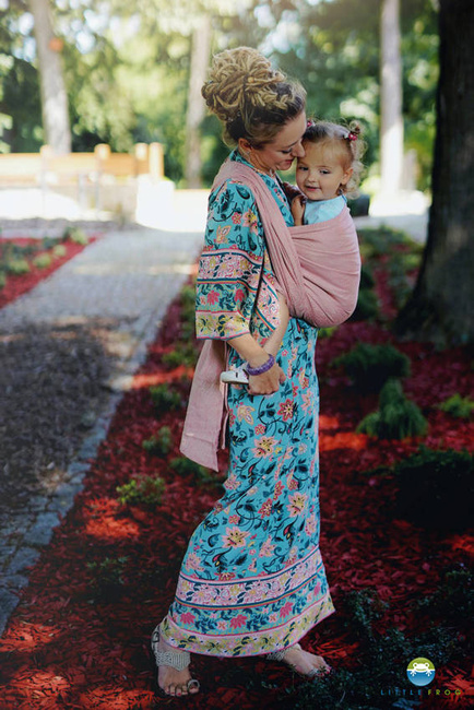 Chusta tkana Little Frog - Pink Linen WIldness