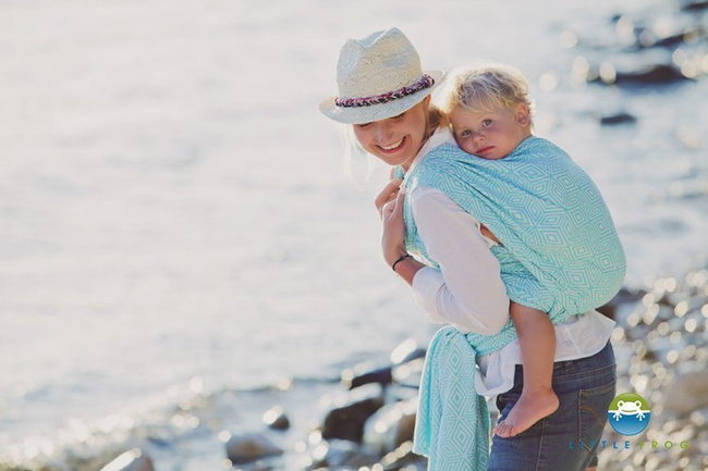 Chusta tkana Little Frog Turkusowy Cube