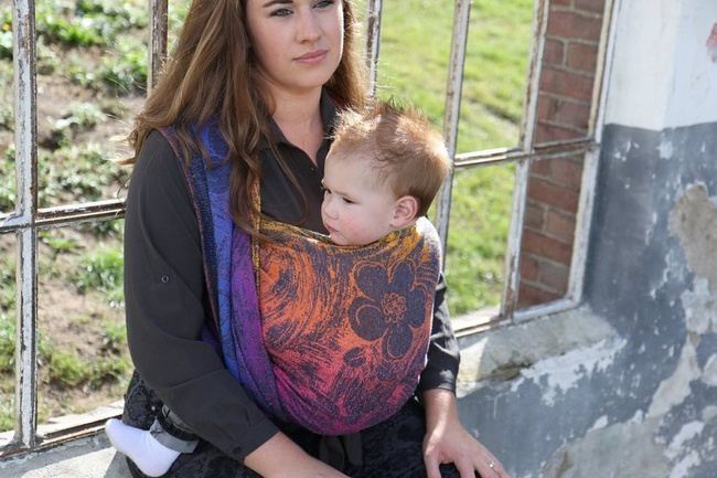 Woven Wrap Yaro Chloe Duo Havana Grad Orange Navy Confetti