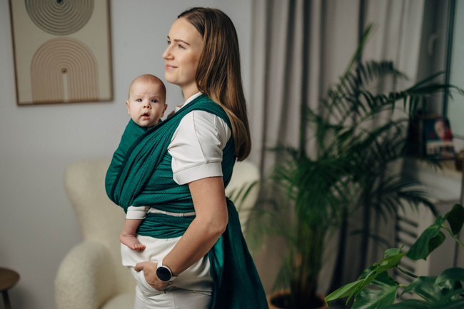Basic Line Baby Sling Lenny Lamb - Little Herringbone Emerald