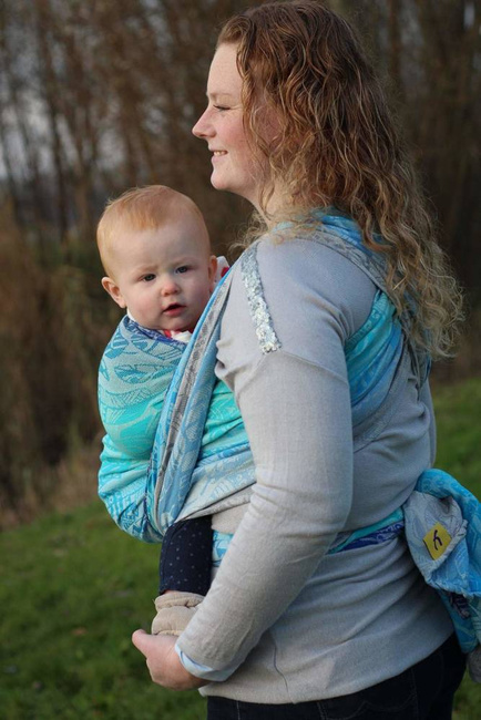 Woven Wrap Yaro Slings - Four Winds Aqua Grad Natural Hemp