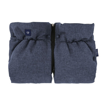 Zaffiro - Mufki do wózka dwuczęściowe Beżowa Wełna Premium/Melanż Navy Blue