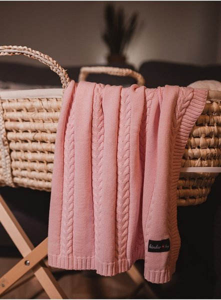 Kinder Hop knitted baby blanket - Pink, 90x65, 100% cotton