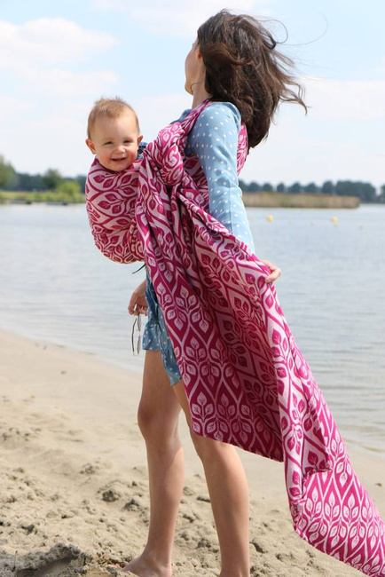 Woven Wrap Yaro Slings - La Vita Duo Fuchsia White Tencel Seacell