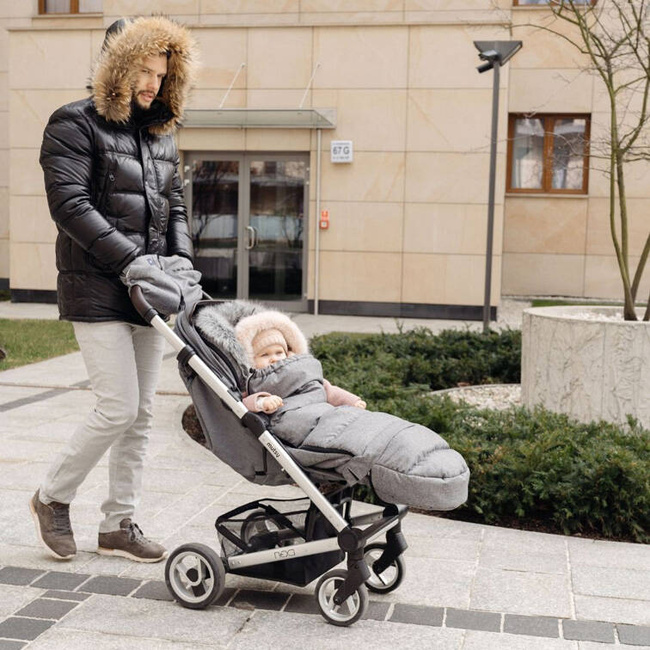 Zaffiro - Śpiwór do wózka iGrow 2.0 Plusz + Melanż Jasny Szary