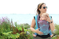 Chusta tkana Yaro Birds Coral Reef Grad Blue Seacell Glam