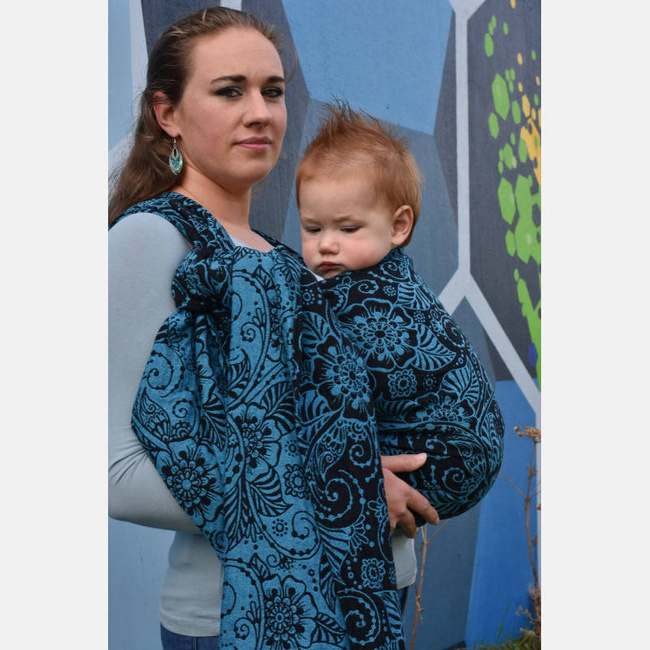 Chusta tkana Yaro Slings - Ava Contra Black-Blue Glam