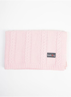 Kocyk dziecięcy dziany - Róż, 90x65, 100% bawełny