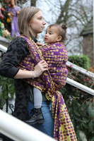 Chusta tkana Yaro Sling - Petals Ultra Yellow Red Violet Wool Linen