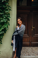 Shawl made of wrap fabric LennyLamb - Little Herringbone Ombre Grey