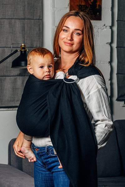 Basic Line LennyLamb Ring Sling - Little Herrinbone Black Ebony