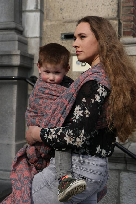 Chusta tkana Yaro Sling - La Fleur Puffy Rose Grey Bourette Glam