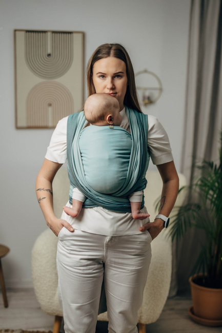 Chusta tkana LennyLamb - Mała Jodełka Baby Mint